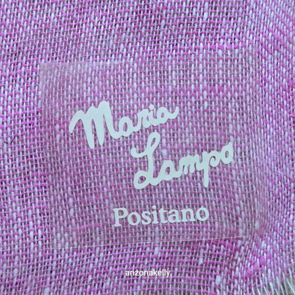 NWT Linen Scarf Italian Maria Lampo Pink & White